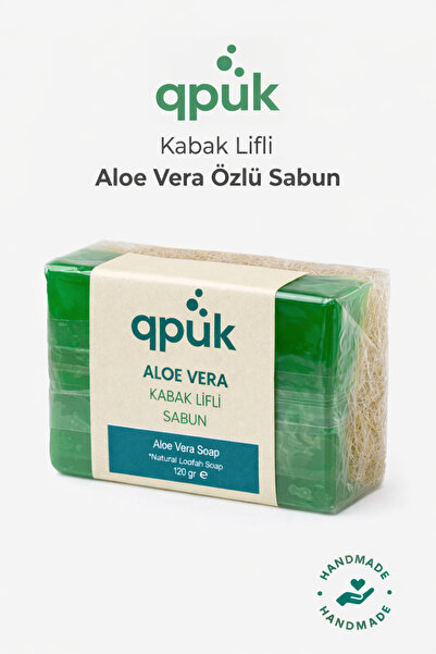qpuk Aloe Vera Extract Pumpkin Fiber Soap – Transparent Natural Exfoliating S...