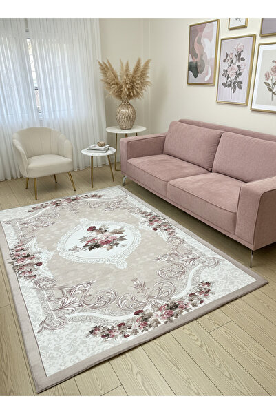 ALLGELSİN Polar Elastic Carpet Cover Soft Textured Washable Protector 4m2 (16...