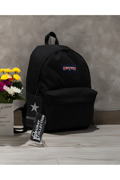 MegiHero Lightweight Water-Resistant Black Unisex Daily Backpack 360