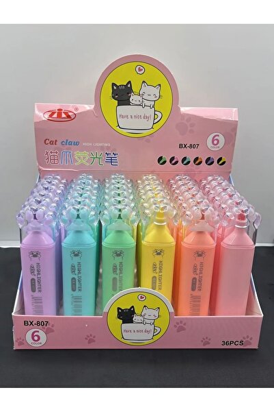 STAİNLES Cat Claw Premium 6-Piece Highlighter Pen Set - Pastel Colors