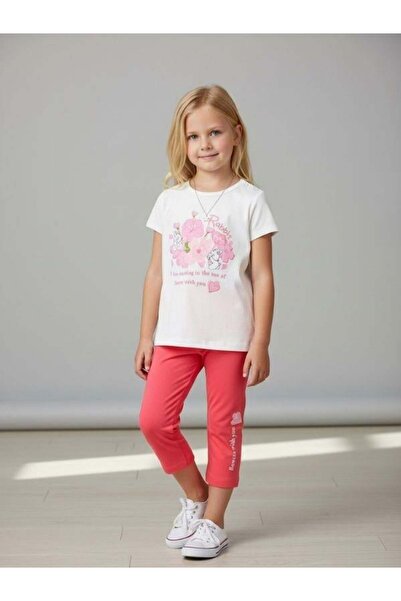 Zekids Girl's Cotton Printed Capri Tights Set