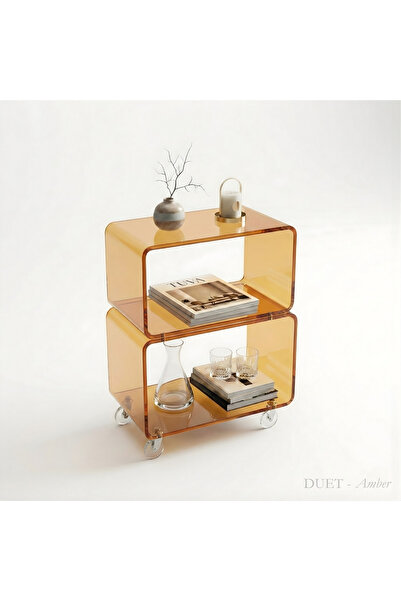 TUVA DUET | İki Katlı Tekerlekli Modern Pleksi Yan Sehpa /Servis Araba/ Komod...