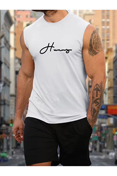 bellanova Sila Trend Men's White Original Printed Oversize Cut Cotton Crew Ne...