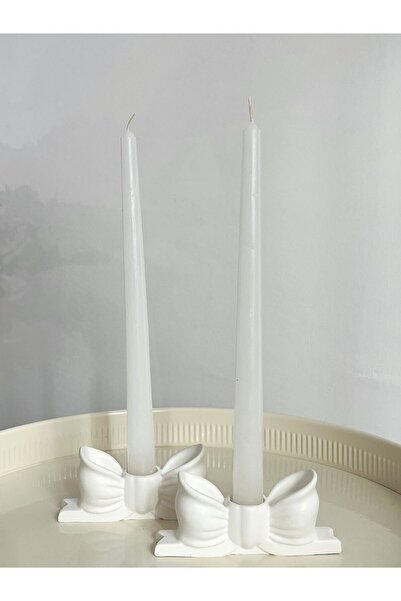 Ceribo Co. Pinterest 2’li Kelebek Fiyonk Kurdele Şamdanlık – Dekoratif Beyaz ...