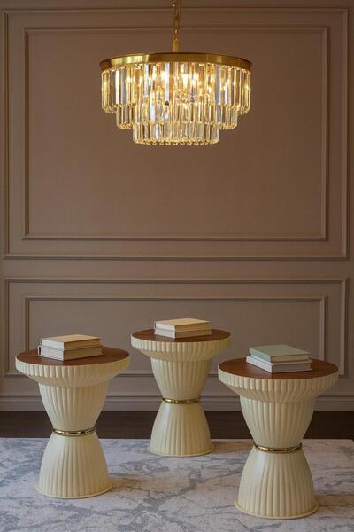 RaddanCore 3'lü Plastik Sehpa Seti - Modern Mantar Tasarım Yan Sehpa Takımı