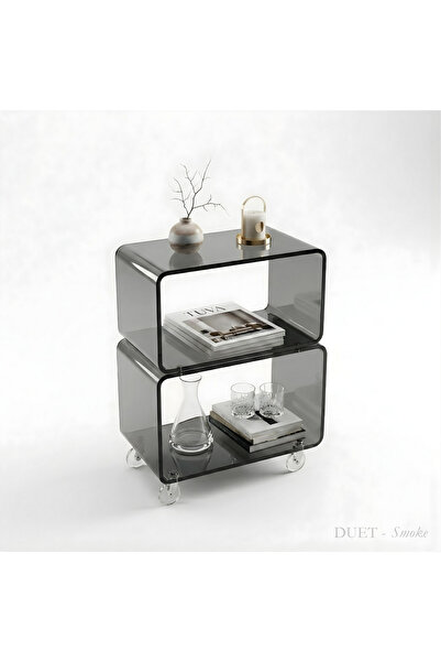 TUVA DUET | İki Katlı Tekerlekli Modern Pleksi Yan Sehpa /Servis Araba/ Komod...