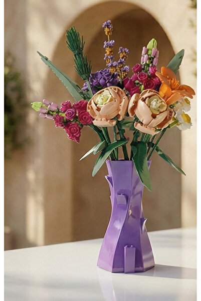 Biparca Store Blok Uyumlu Desenli Dekoratif Vazo – Modern Tasarım, Hafif ve Ş...