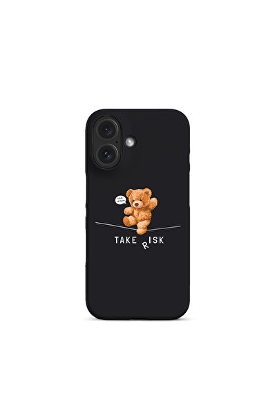 KaffCase حافظة هاتف آيفون 16 تيك ريسك تيدي بير من السيليكون الفاخر