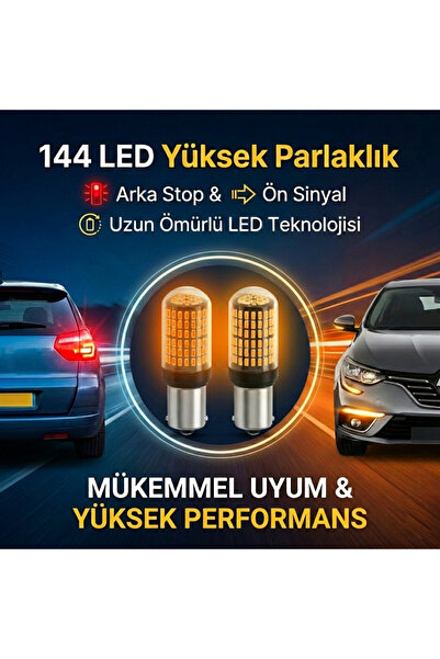STS Oto Aksesuar Araç LED Sinyal Ampulu Py21W 144 LED Turuncu | Oto Sinyal La...