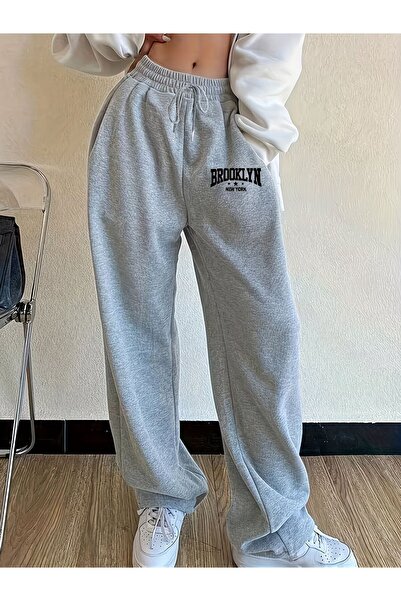 macklin Unisex Brooklyn New York Printed Baggy Cut Wide Leg Sweatpants