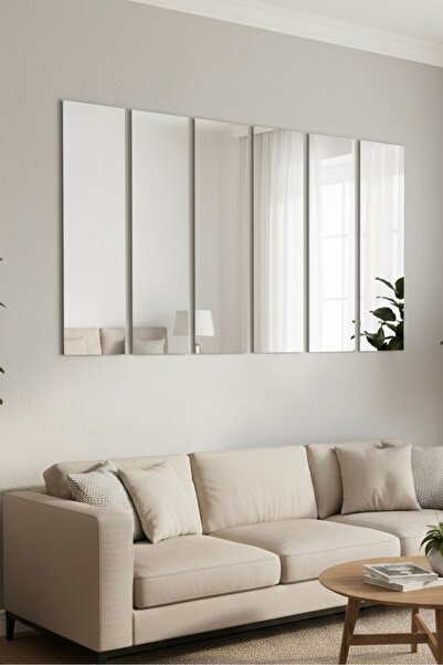 Ahzen Cam Dekoratif 6 Parça Duvar Aynası 55x13