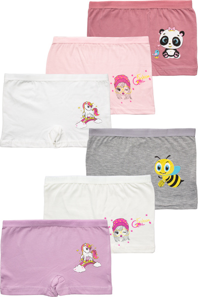 B'YOU life Girl's Printed Colorful 6-Piece Boxer Shorts