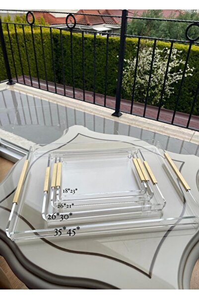 ozbience İki Kişilik Gold Porselen Tepsi, Zarif ve Şık Sunumlar İçin