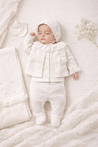 Cherub Fistolu Düğmeli Kız Bebek 7li Hastane Çıkış Seti