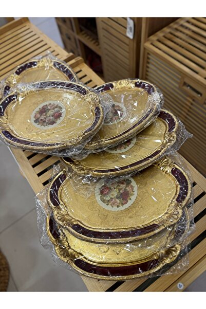 ozbience 6'lı Gül Ağacı Oval Sunum Tepsisi, Şık ve Zarif Tasarım