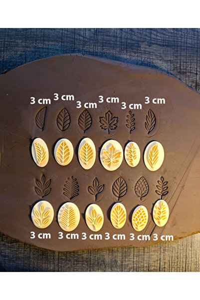 Enbceramic 12 ADET YAPRAK KALIBI SERAMİK-POLİMER KİL-KURABİYE KALIBI