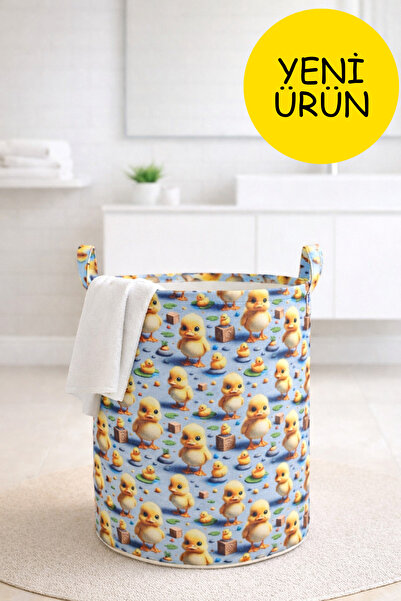 Paris Home Civciv Baskılı Katlanır Kirli Çamaşır ve Çocuk Oyuncak Sepeti – Ço...