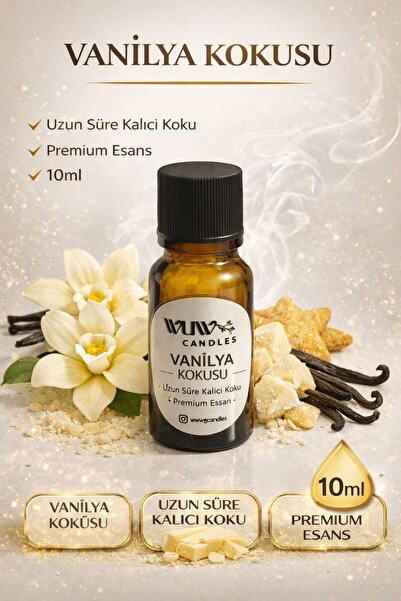 WUW CANDLES Vanilya Kokusu – Premium Esans | 10 ml - Mum Parafin Sabun Yapımı...
