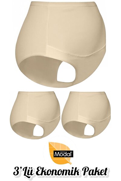 Özten İç Giyim 3-Pack Economical Lycra Flexible Modal Fabric High Waist Mater...