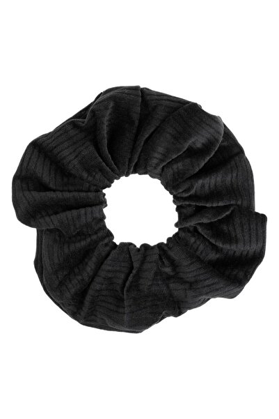 OEM Black Velvet Ribbed Hair Elastic for Women
