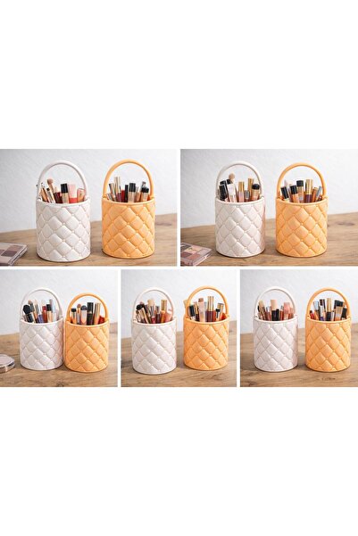 Exyrio Quilted Makeup Organizer |   Cosmetic Organizer with Carrying Handle |...