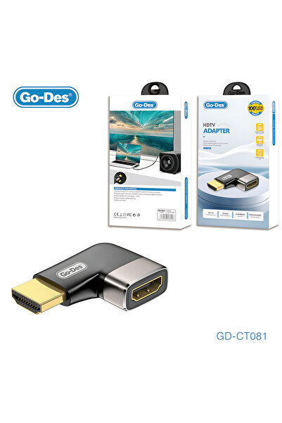 Go-Des محول كبل تلفزيون خلف للشاشات للمساحات الضيقة بزاوية 90 درجة HDMI 90° Adapter GD-CT-081