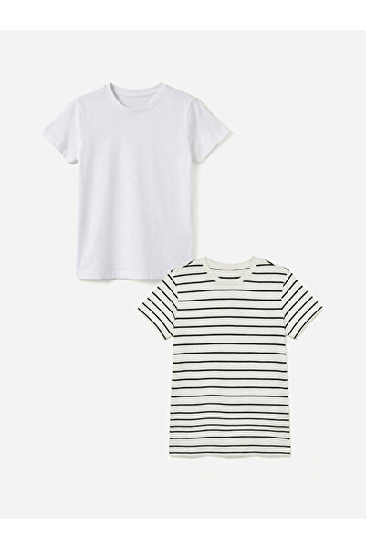 LC Waikiki RMZ GİYİM FARKIYA تي شيرت بناتي بياقة روبا 2 قطعة