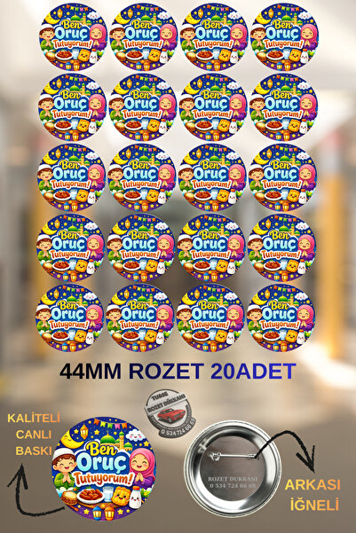 tuse rozet dükkanı Ben Oruç Tutuyorum Rozeti 20 adet – Ramazan Çocuk Rozeti