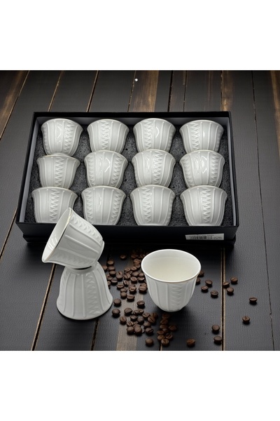 cc bin shihon Saudi porcelain coffee cups, 12-piece set with geometric patter...