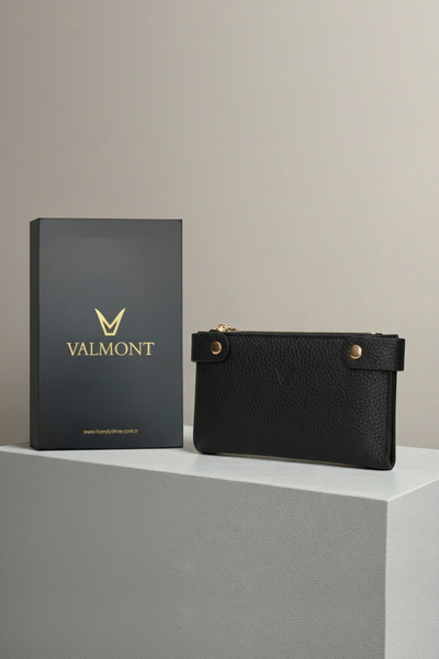 Valmont Özel Kutulu, Fermuarlı, Kartlıklı, Çok Bölmeli Siyah Şık Deri Kadın C...
