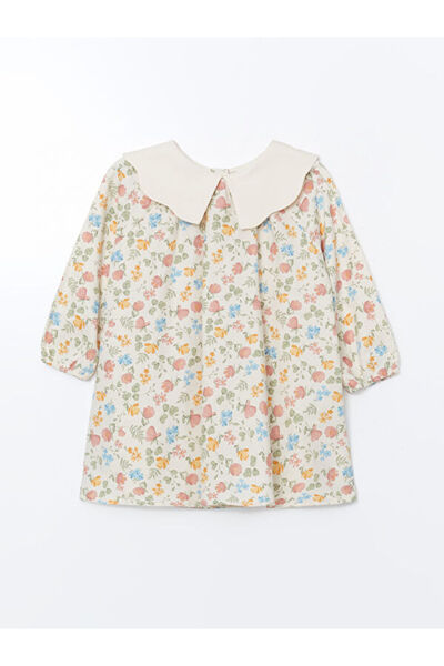 LC Waikiki Sparkling Choices Bebe Roba Collar Floral Gabardine Girl's Dress f...