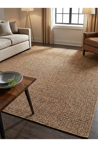 Homz 0465 Çizgi Sisal Hasır Dokuma Jüt Tabanlı Kaymaz Sisal Yıkanabilir Mutfa...