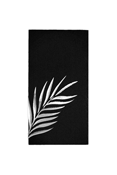 Story 40X40 cm Silver Foil Tropical Leaf Floral Patterned 16-Piece Black Colo...