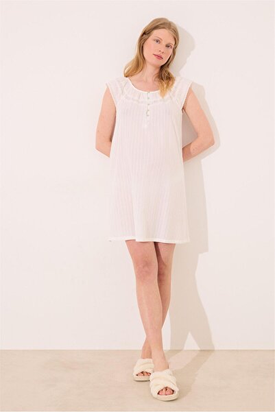 Perspective Women Secret White Lace Short Nightgown