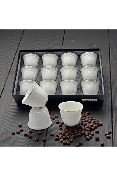 cc bin shihon فناجين بورسلين للقهوة سعودية طقم 12 قطعة بنقوش هندسية مع خط ذهب...