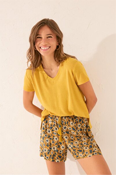 Perspective Women Secret Sarı Çiçek Desenli Şort