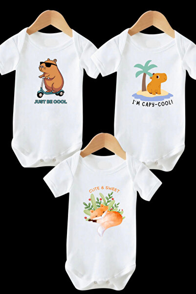 ARELSTORE 3'Lü Karakter Baskılı Bebek Zıbın Unisex Ürün Çocuk Zıbın