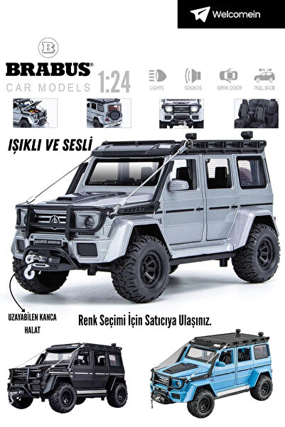 welcomein 1:24 Brabus G63 AMG Işıklı Sesli Off Road Jeep Model Araba Vinçli D...