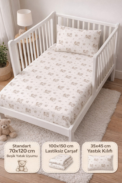 %100 Pamuk Poplin Kumaş Çarşaf ve Yastık Kılıfı Lastiksiz Çarşaf 100x150cm 35x45cm Yastık Kılıfı