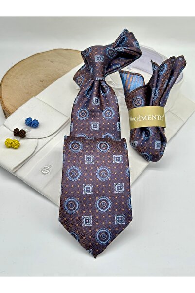 Gutiero ربطة عنق كلاسيكية منقوشة باللون البني