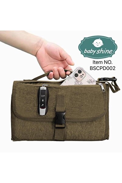 Generic شنطة مستلزمات المولود مع مفرش غيار - بيج