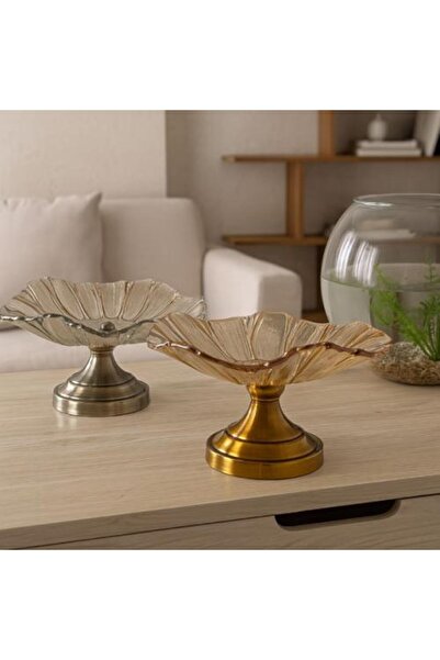 Generic Glass Serving Plates with Metal Base