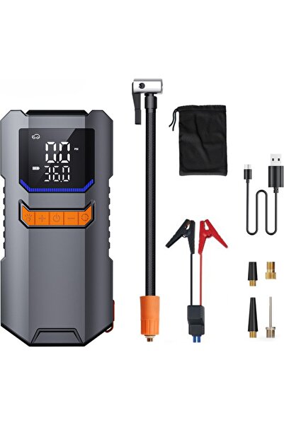 OEM 16.000 Mah Şarjlı Taşınabilir Araç Akü Şarj Takviyeli Işıklı Hava Kompres...