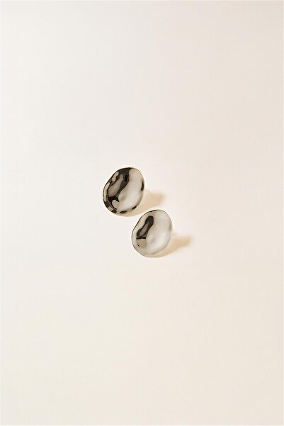 Perspective أقراط فضية بيضاوية