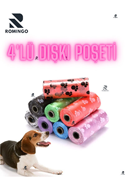 Romingo 4 Pack Dog Poop Bags, Poop Bags, Dog Toilet, Dog Walking, Dog Accessory