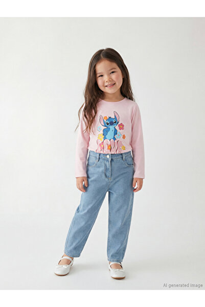 LC Waikiki مجموعة إلسيفا: بنطلون جينز للفتيات بخصر مطاطي باللون النيلي من إلس...