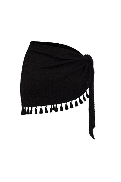 FRİYA Pareo Black Tassel Beach Wear