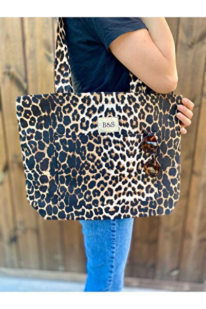 TALL WAY Leopard Print Shoulder Bag - Beach Bag - Duck Linen