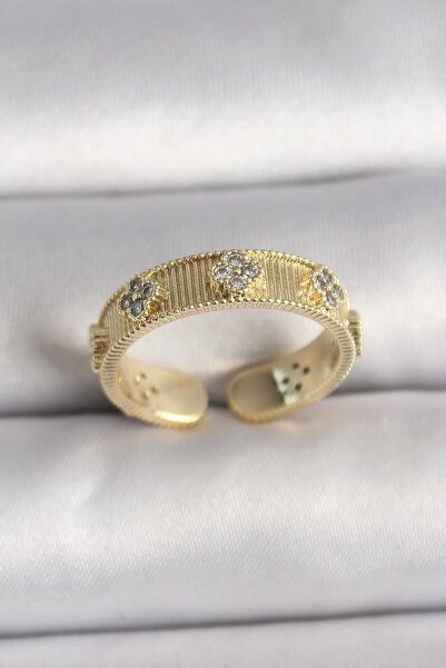 Inure Jewelry النحاس الذهب اللون الزركون حجر البرسيم مطرزة حلقة قابلة للتعديل