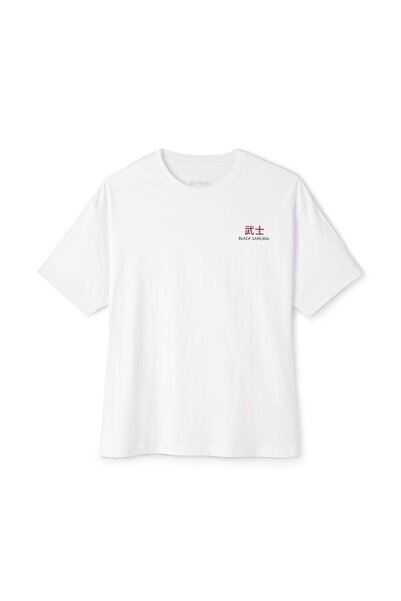 mrmubomen Unisex Back-Printed Oversize Black Samurai Tshirt